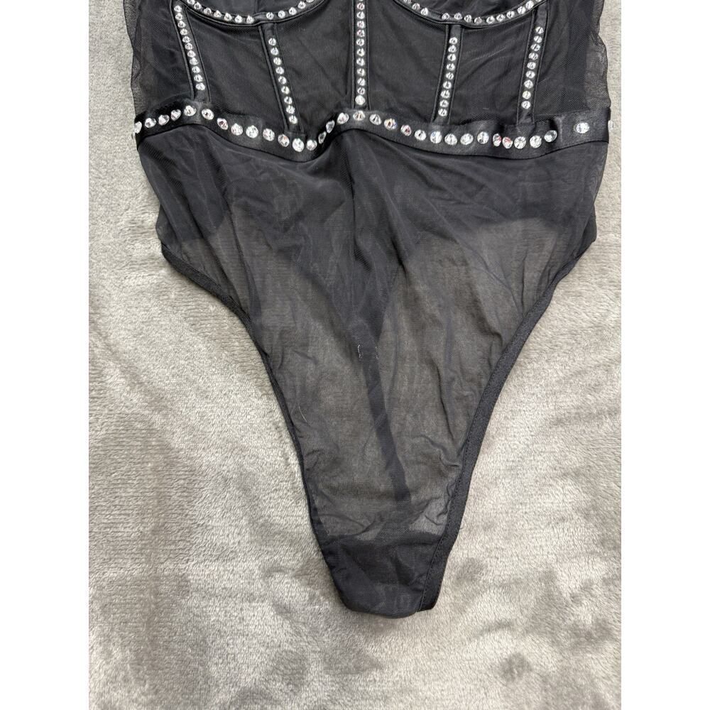 Victoria’s Secret Star Teddy Black Bodysuit Swarovski Rhinestones Medium - Picture 7 of 16